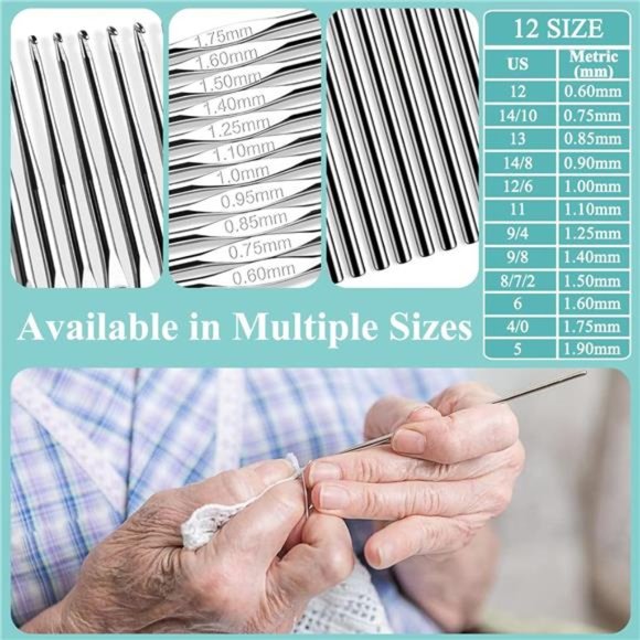 24 Sizes Crochet Hooks with Crochet Yarn Accessories, 2mm(B)-8mm(L) Warm Crochet - Picture 5 of 7